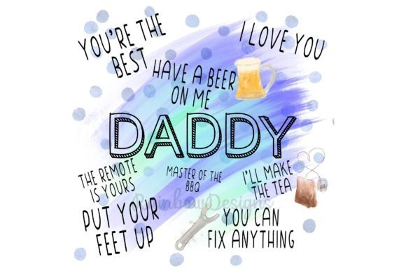 Daddy Watercolour Scattered Words Design