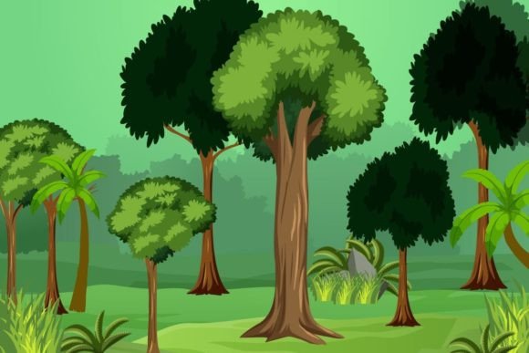 Evaluating the Green Forest with Lot of Tree Vector for Design Projects