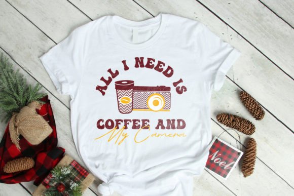 Retro Coffee Camera Typographic T Shirt: A Design Asset for Modern Print-on-Demand Success