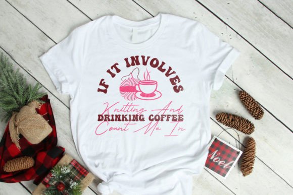 Retro Coffee Knitting Typographic T-Shirt Design