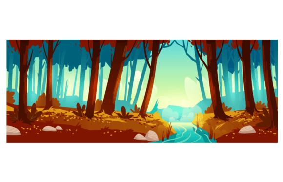 River Flowing Through the Autumn Forest: A Visual Asset for Modern Design